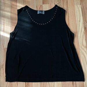 Slinky Brand Top Womens 2X Black Sleeveless Blouse Studded Minimalist Mature